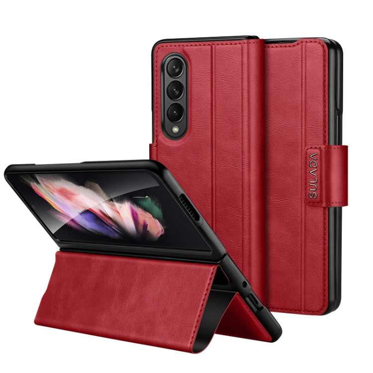 For Samsung Galaxy Z Fold3 / W22 SULADA All-inclusive Magnetic Snap Flip Leather Phone Case(Red) - free shipping - PMC TechLife - Order now!