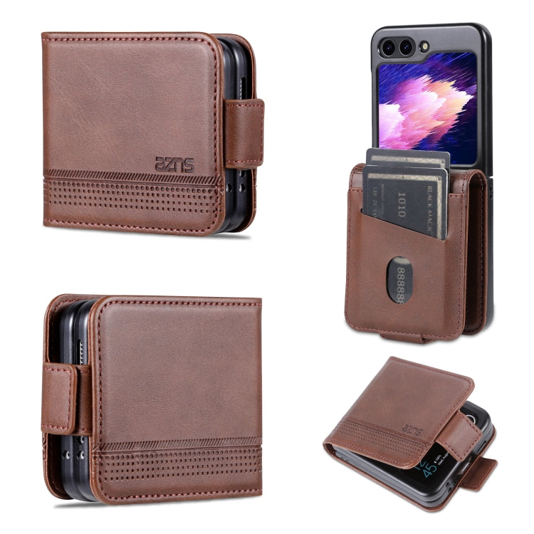 For Samsung Galaxy Z Flip5 5G AZNS Magnetic Calf Texture Flip Leather Phone Case(Dark Brown) - Galaxy Z Flip5 Cases by AZNS | Online Shopping South Africa | PMC TechLife | Buy Now Pay Later Mobicred