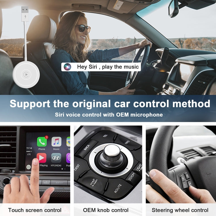 USB + USB-C / Type-C Wired to Wireless Carplay Adapter for iPhone(White) - free shipping - PMC TechLife - Order now!