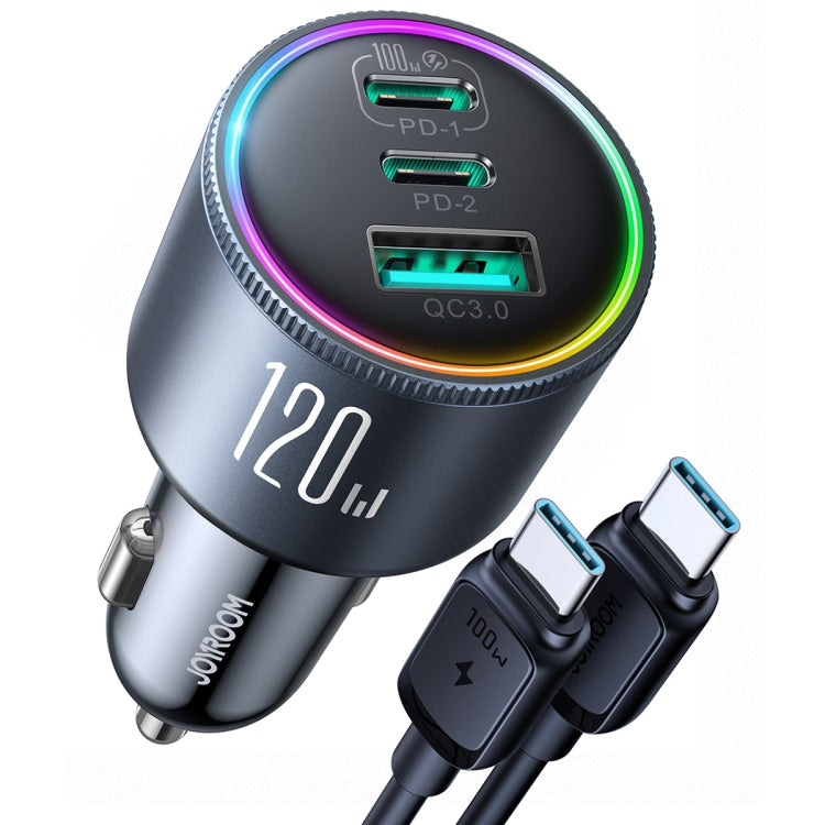 JOYROOM JR-CCN07 120W Dual PD+QC3.0 3-Port Car Charger(Dark Gray) - free shipping - PMC TechLife - Order now!