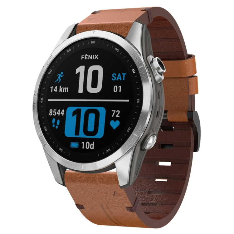 Compatible with Garmin Epix Pro 42mm Leather Steel Buckle Watch Band(Brown) - free shipping - PMC TechLife - Order now!