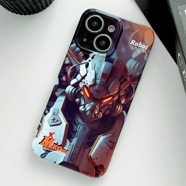 For iPhone 14 Plus Painted Pattern Precise Hole PC Phone Case(Orange Robot) - iPhone 14 Plus Cases by PMC TechLife | Online Shopping South Africa | PMC TechLife