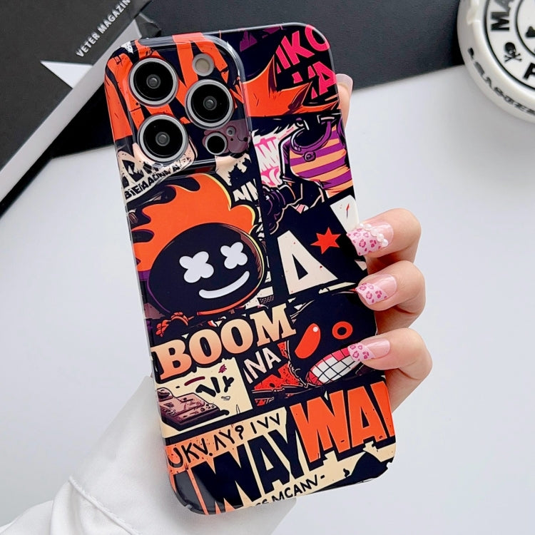 For iPhone 14 Pro Painted Pattern Precise Hole PC Phone Case(Orange Comics) - iPhone 14 Pro Cases by PMC TechLife | Online Shopping South Africa | PMC TechLife