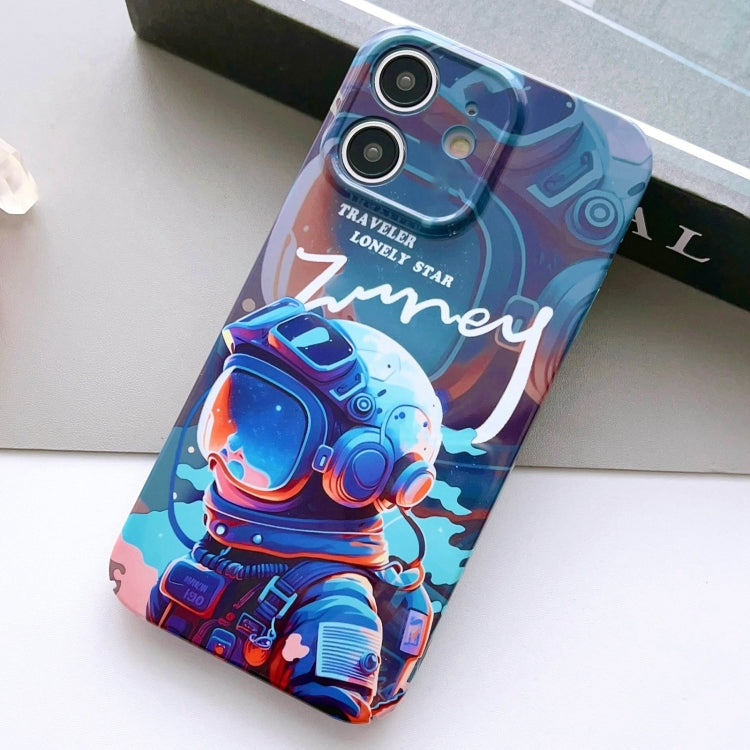 For iPhone 12 Painted Pattern Precise Hole PC Phone Case(Blue Paint Astronaut) - iPhone 12 / 12 Pro Cases by PMC TechLife | Online Shopping South Africa | PMC TechLife