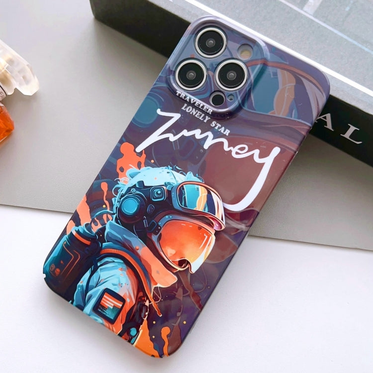 For iPhone 12 Pro Painted Pattern Precise Hole PC Phone Case(Orange Paint Astronaut) - iPhone 12 / 12 Pro Cases by PMC TechLife | Online Shopping South Africa | PMC TechLife