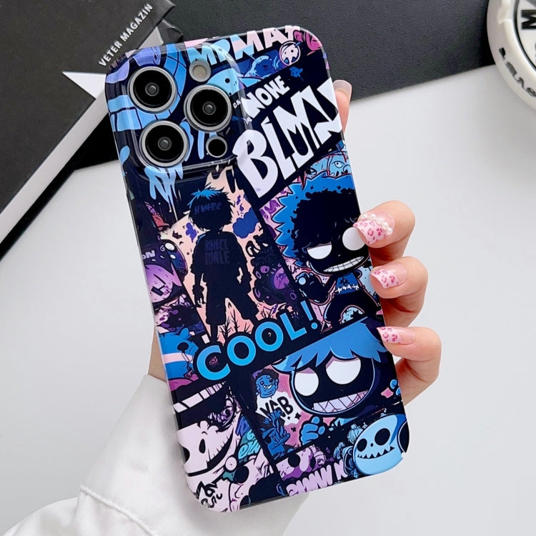 For iPhone 11 Pro Max Painted Pattern Precise Hole PC Phone Case(Purple Comics) - iPhone 11 Pro Max Cases by PMC TechLife | Online Shopping South Africa | PMC TechLife