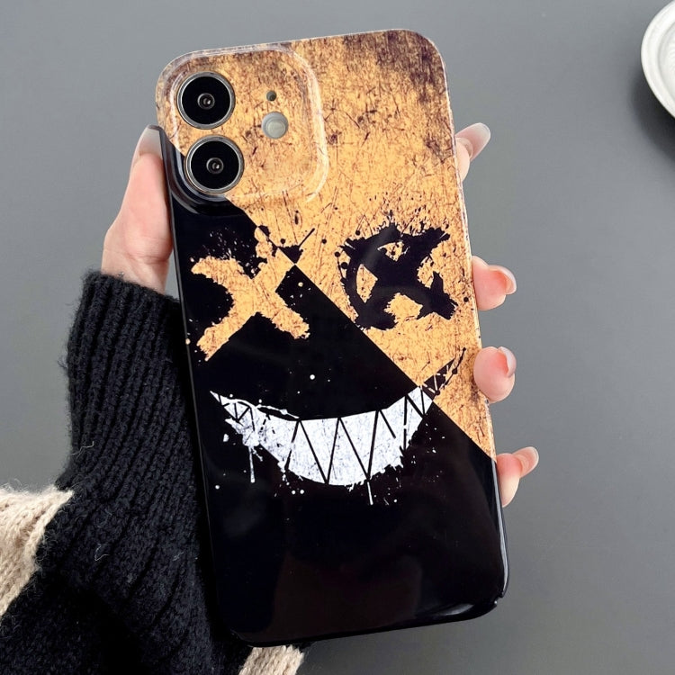 For iPhone 11 Painted Pattern Precise Hole PC Phone Case(Black Yellow Smiling) - iPhone 11 Cases by PMC TechLife | Online Shopping South Africa | PMC TechLife