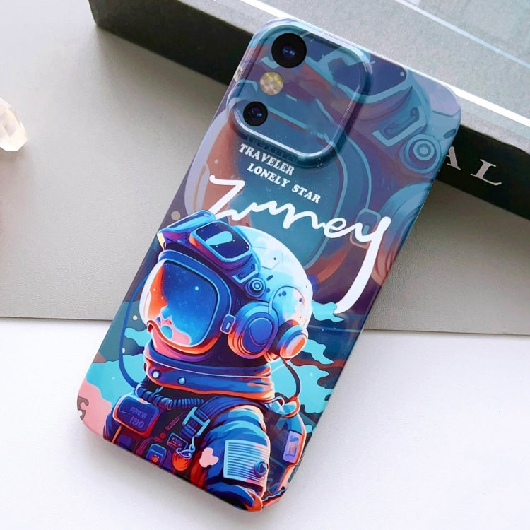 For iPhone X / XS Painted Pattern Precise Hole PC Phone Case(Blue Paint Astronaut) - More iPhone Cases by PMC TechLife | Online Shopping South Africa | PMC TechLife