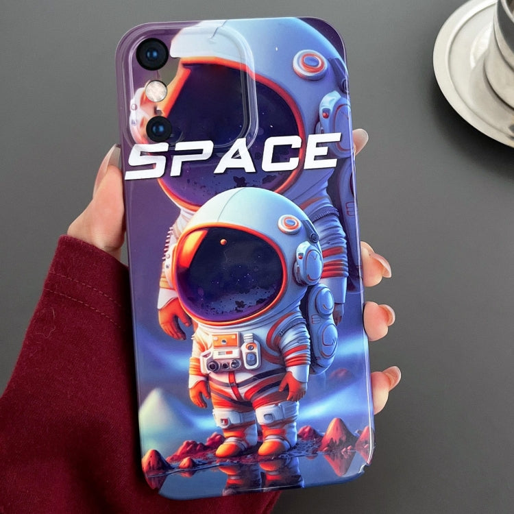For iPhone XS Max Painted Pattern Precise Hole PC Phone Case(Orange White Astronaut) - More iPhone Cases by PMC TechLife | Online Shopping South Africa | PMC TechLife