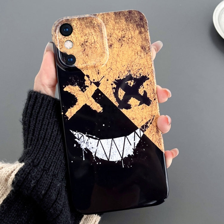 For iPhone XS Max Painted Pattern Precise Hole PC Phone Case(Black Yellow Smiling) - More iPhone Cases by PMC TechLife | Online Shopping South Africa | PMC TechLife