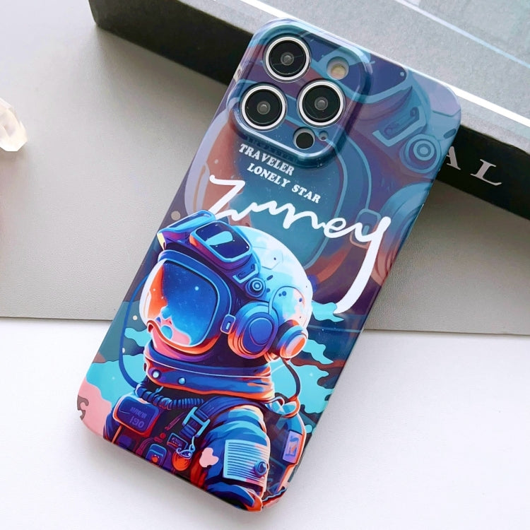 For iPhone 15 Pro Painted Pattern Precise Hole PC Phone Case(Blue Paint Astronaut) - iPhone 15 Pro Cases by PMC TechLife | Online Shopping South Africa | PMC TechLife