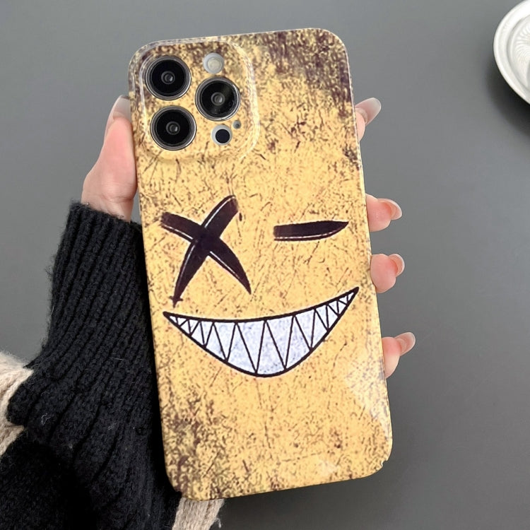 For iPhone 15 Pro Painted Pattern Precise Hole PC Phone Case(Yellow Background Smiling) - iPhone 15 Pro Cases by PMC TechLife | Online Shopping South Africa | PMC TechLife
