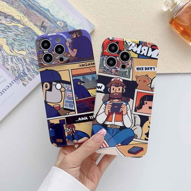 For iPhone XR Painted Pattern Precise Hole PC Phone Case(Purple Comics) - More iPhone Cases by PMC TechLife | Online Shopping South Africa | PMC TechLife