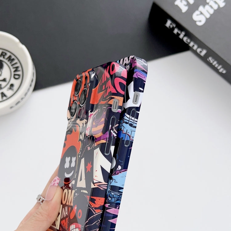 For iPhone 15 Pro Painted Pattern Precise Hole PC Phone Case(Blue Purple Graffiti) - free shipping - PMC TechLife - Order now!