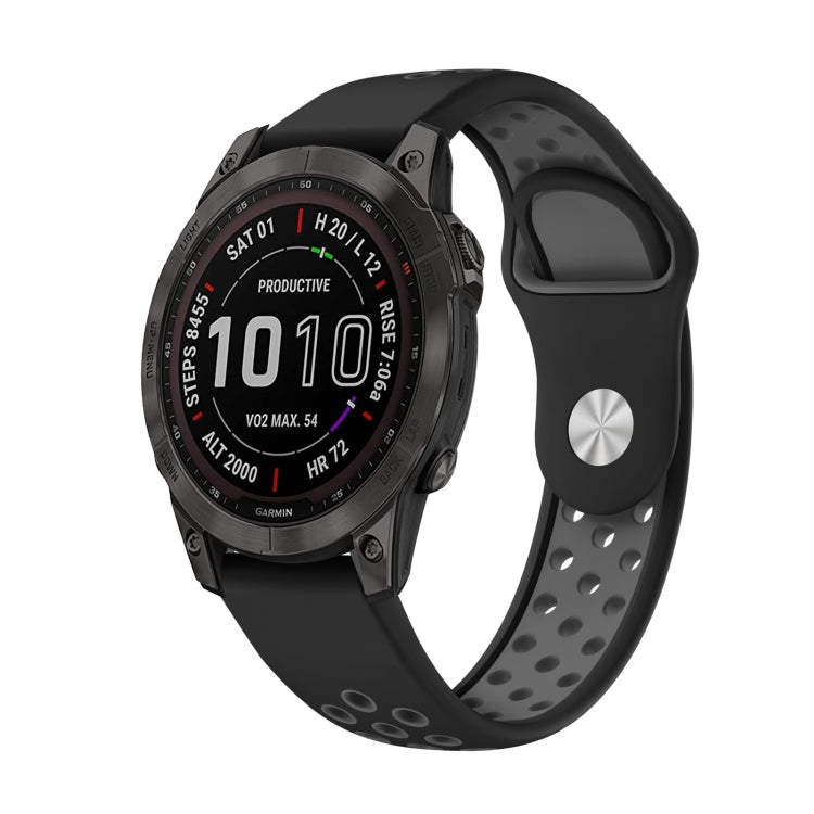 Compatible with Garmin Epix Pro 47mm Sports Breathable Silicone Watch Band(Black+Grey) - free shipping - PMC TechLife - Order now!