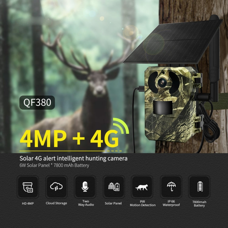 ESCAM QF380 4MP Network Solar PIR Alert Smart Wildlife Hunting Camera, 4G:EU Version(Camouflage) - free shipping - PMC TechLife - Order now!