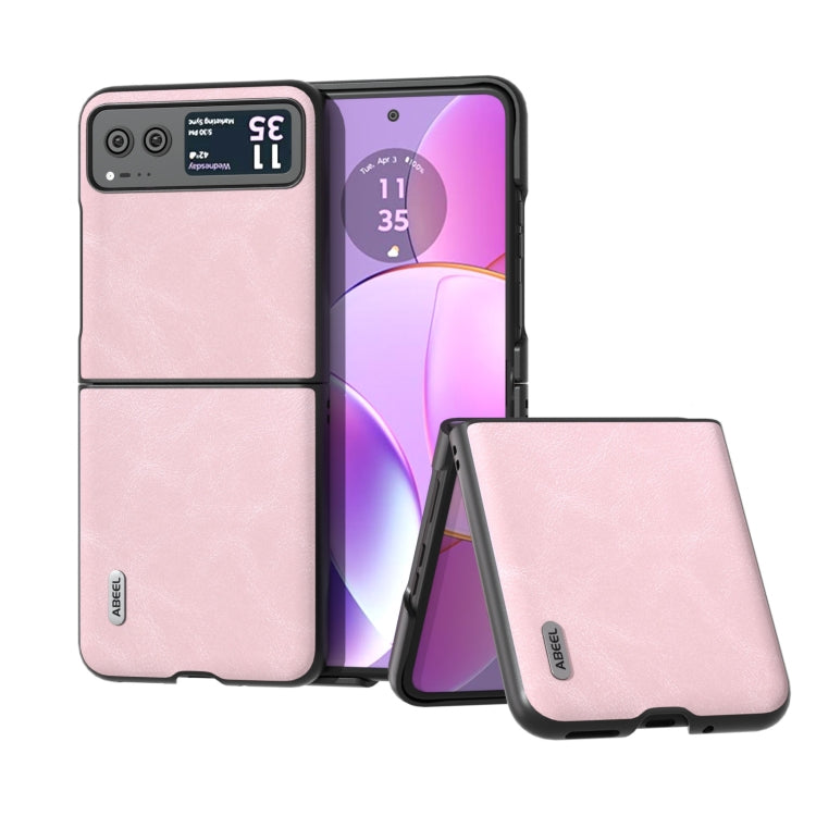 For Motorola Razr 40 ABEEL Cowhide Texture PU Phone Case(Pink) - free shipping - PMC TechLife - Order now!