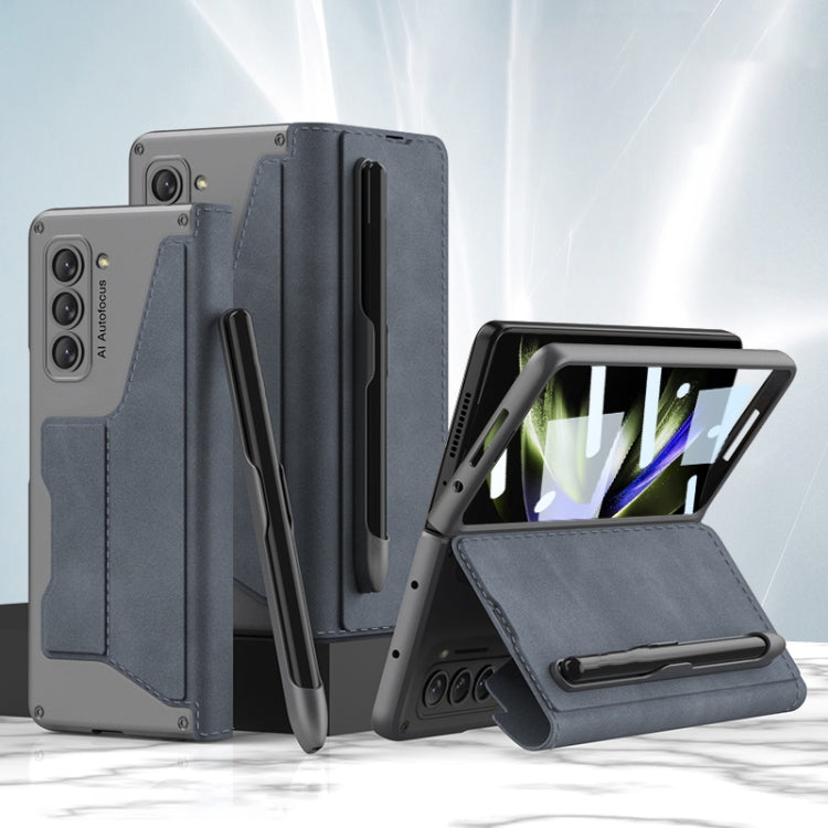 For Samsung Galaxy Z Fold5 5G GKK Screen Tempered Glass Film Armor Flip Leather Case with Pen Slot(Grey) - free shipping - PMC TechLife - Order now!