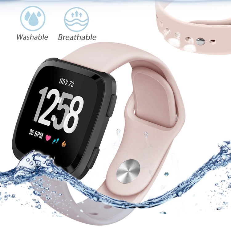 For Fitbit Versa 2 / Fitbit Versa / Fitbit Versa Lite Solid Color Silicone Watch Band, Size:S(Sand Pink) - Watch Bands by PMC TechLife | Online Shopping South Africa | PMC TechLife | Buy Now Pay Later Mobicred