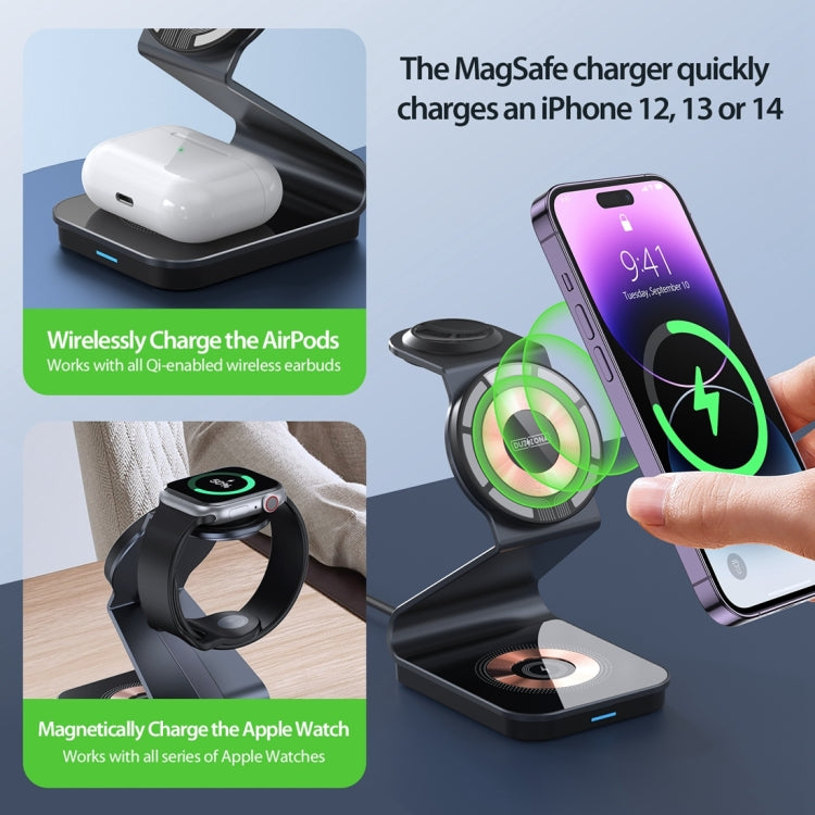 DUZZONA W15 15W 3 in 1 Transparent Magnetic Suction Wireless Charging Stand - free shipping - PMC TechLife - Order now!