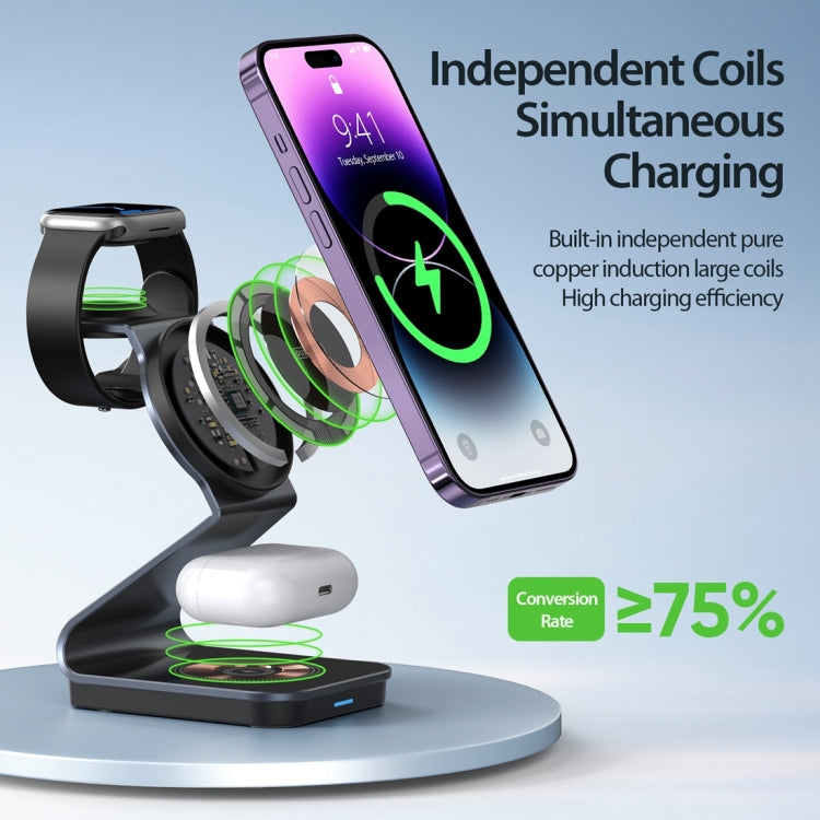 DUZZONA W15 15W 3 in 1 Transparent Magnetic Suction Wireless Charging Stand - free shipping - PMC TechLife - Order now!