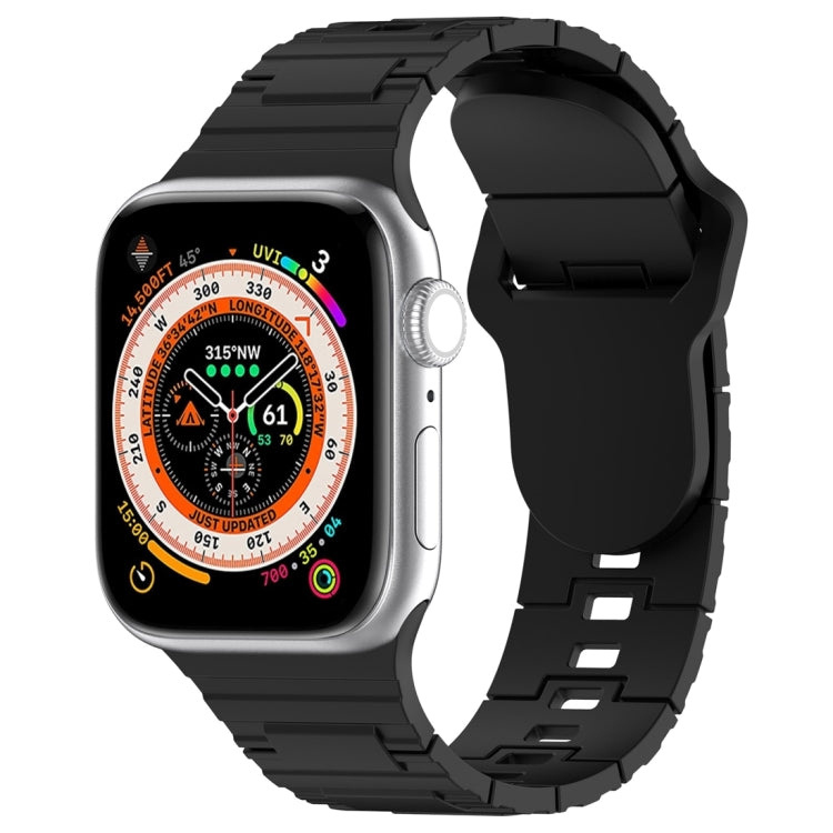 For Apple Watch SE 2023 44mm Square Buckle Armor Style Silicone Watch Band(Black) - Watch Bands by PMC TechLife | Online Shopping South Africa | PMC TechLife
