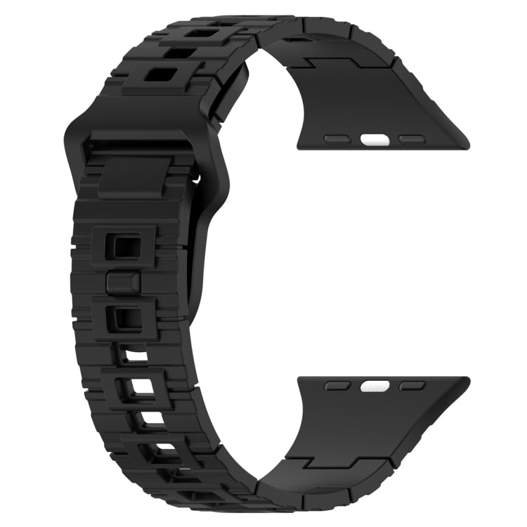 For Apple Watch SE 2023 44mm Square Buckle Armor Style Silicone Watch Band(Black) - Watch Bands by PMC TechLife | Online Shopping South Africa | PMC TechLife