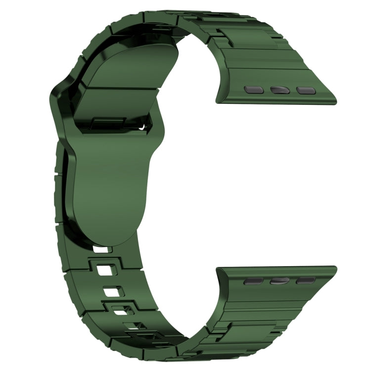 For Apple Watch 9 41mm Square Buckle Armor Style Silicone Watch Band(Plating Green) - Watch Bands by PMC TechLife | Online Shopping South Africa | PMC TechLife