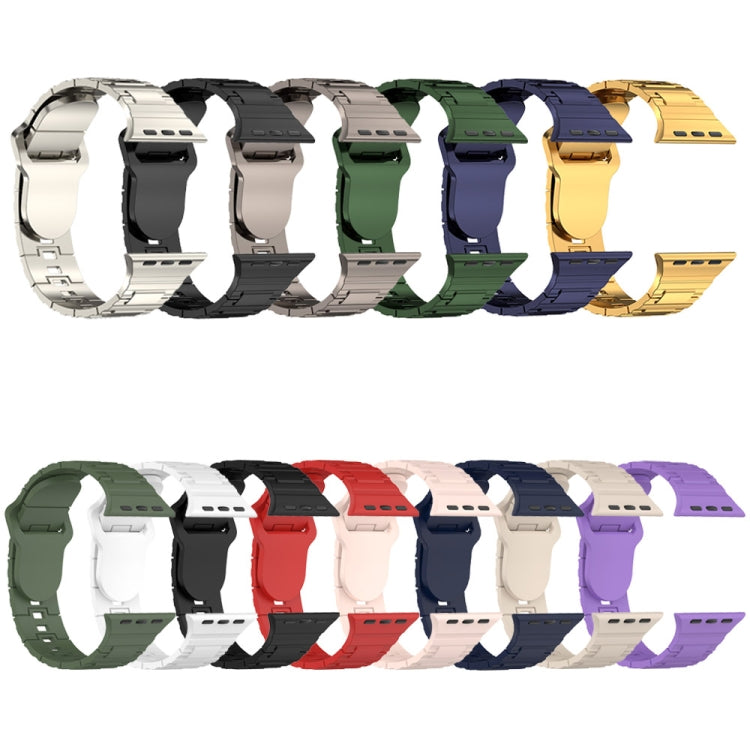 For Apple Watch 9 45mm Square Buckle Armor Style Silicone Watch Band(Plating Gold) - Watch Bands by PMC TechLife | Online Shopping South Africa | PMC TechLife