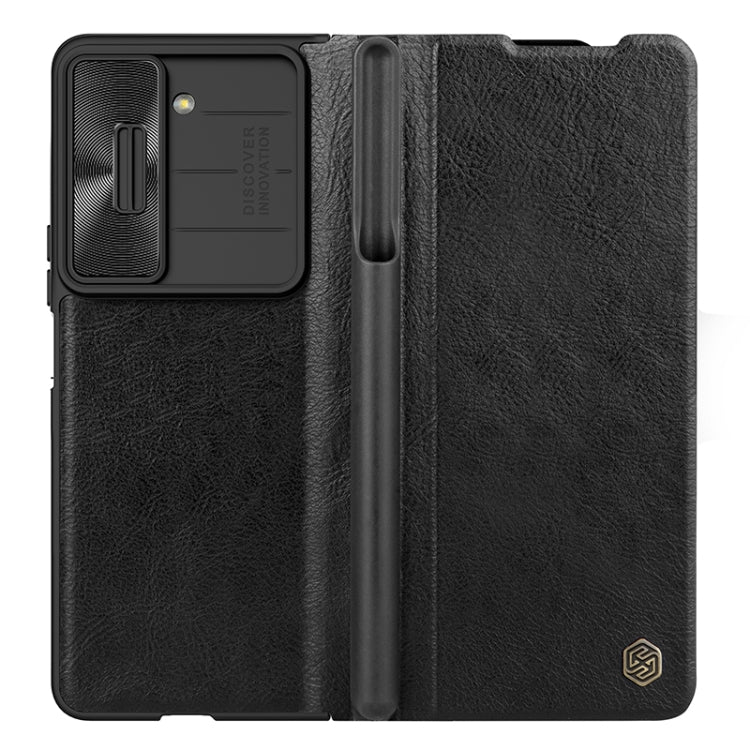 For Samsung Galaxy Z Fold5 NILLKIN QIN Series Pro Sliding Camera Cover Design Leather Phone Case(Black) - free shipping - PMC TechLife - Order now!