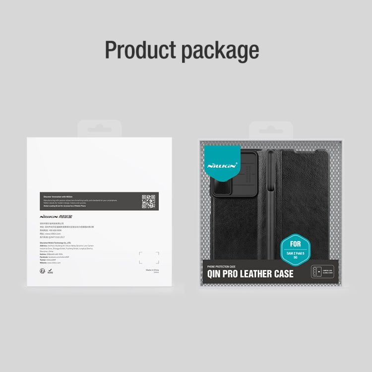 For Samsung Galaxy Z Fold5 NILLKIN QIN Series Pro Sliding Camera Cover Design Leather Phone Case(Black) - free shipping - PMC TechLife - Order now!