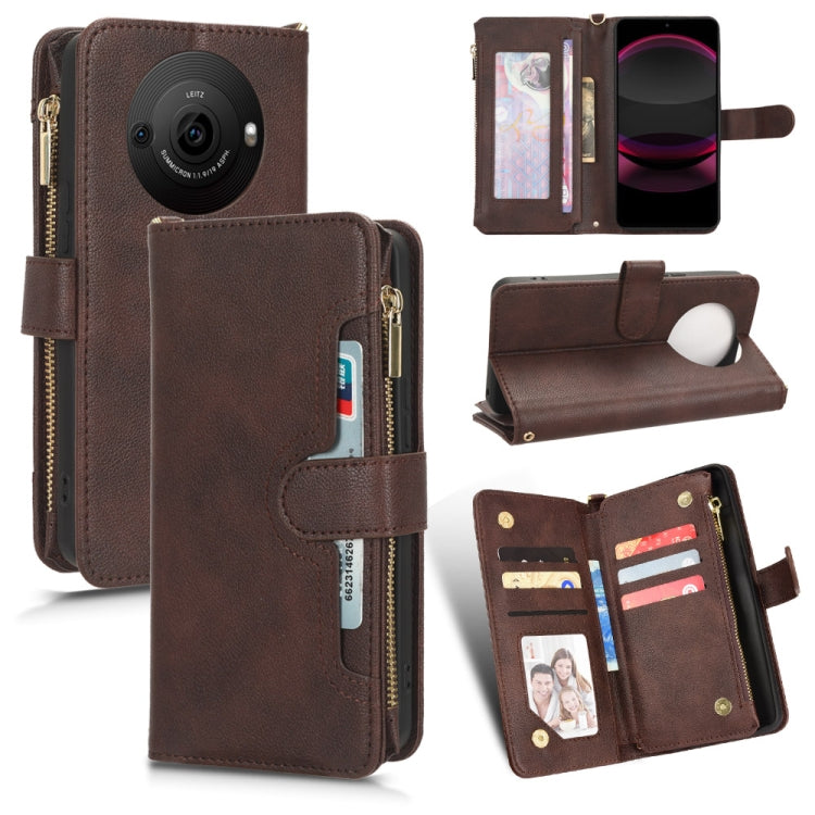 For Sharp Aquos R8 Pro / Leica Leitz Phone 3 Litchi Texture Zipper Leather Phone Case(Brown) - free shipping - PMC TechLife - Order now!