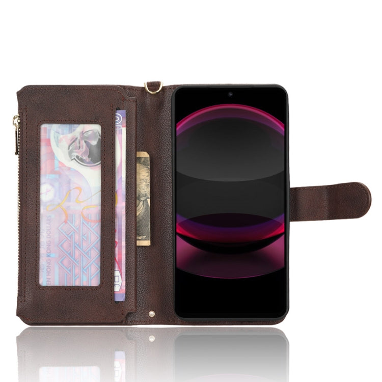 For Sharp Aquos R8 Pro / Leica Leitz Phone 3 Litchi Texture Zipper Leather Phone Case(Brown) - free shipping - PMC TechLife - Order now!