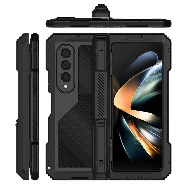 For Samsung Galaxy Z Fold4 LK Metal Shockproof Life Waterproof Dustproof Phone Case with Folding Holder(Black) - free shipping - PMC TechLife - Order now!