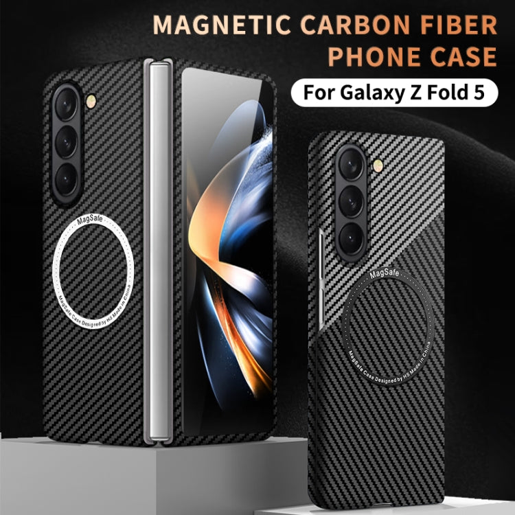 For Samsung Galaxy Z Fold5 Carbon Fiber Texture MagSafe Magnetic Phone Case(Black Red) - Galaxy Z Fold5 Cases by PMC TechLife | Online Shopping South Africa | PMC TechLife