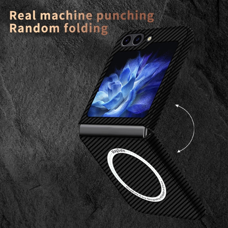 For Samsung Galaxy Z Flip5 Carbon Fiber Texture MagSafe Magnetic Phone Case(Black Silver) - Galaxy Z Flip5 Cases by PMC TechLife | Online Shopping South Africa | PMC TechLife