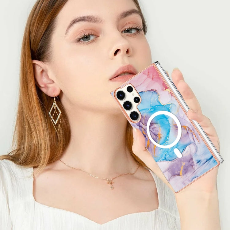 For Samsung Galaxy S23 Ultra 5G Marble Pattern Dual-side IMD Magsafe TPU Phone Case(Blue Marble) - Galaxy S23 Ultra 5G Cases by PMC TechLife | Online Shopping South Africa | PMC TechLife