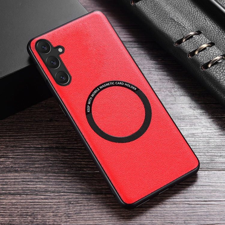 For Samsung Galaxy S23 FE 5G MagSafe Magnetic PU Phone Case(Red) - Galaxy S23 FE 5G Cases by PMC TechLife | Online Shopping South Africa | PMC TechLife