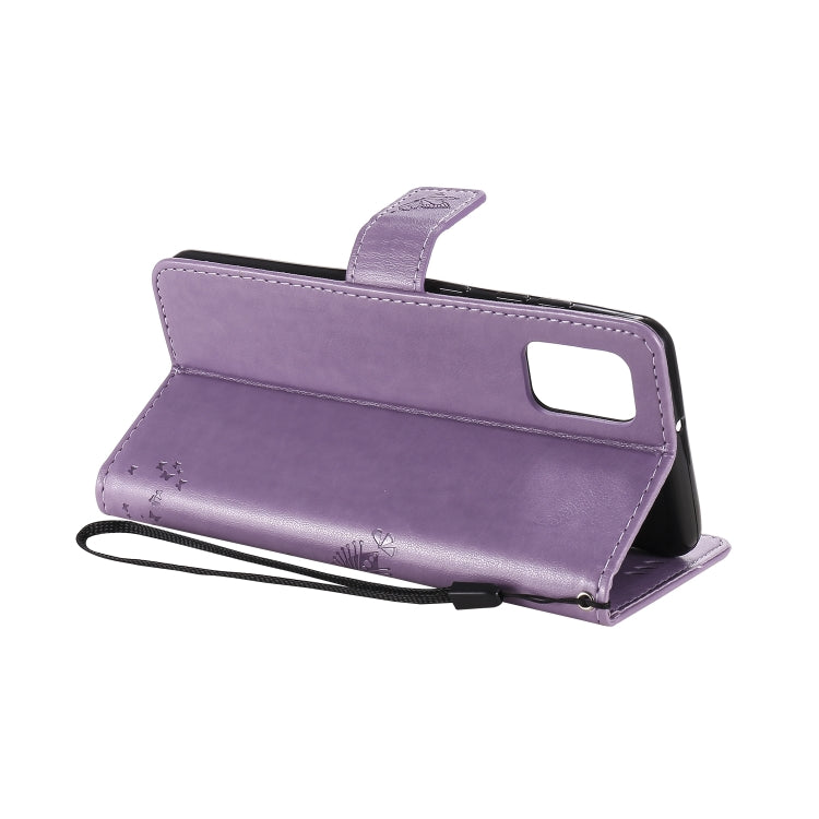 For Samsung Galaxy A31 Tree & Cat Embossed Pattern Horizontal Flip Leather Case with Holder & Card Slots & Wallet & Lanyard(Light Purple) - free shipping - PMC TechLife - Order now!