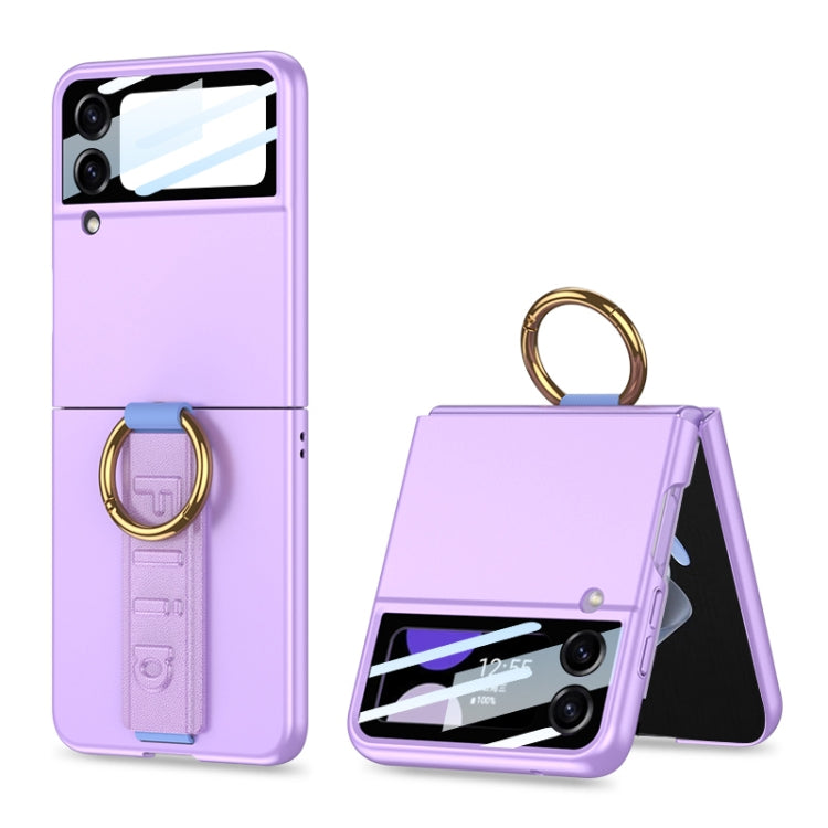 For Samsung Galaxy Z Flip4 5G GKK Integrated Ultrathin Shockproof Phone Case with Ring Wrist Strap(Purple) - Galaxy Z Flip4 5G Cases by GKK | Online Shopping South Africa | PMC TechLife | Buy Now Pay Later Mobicred