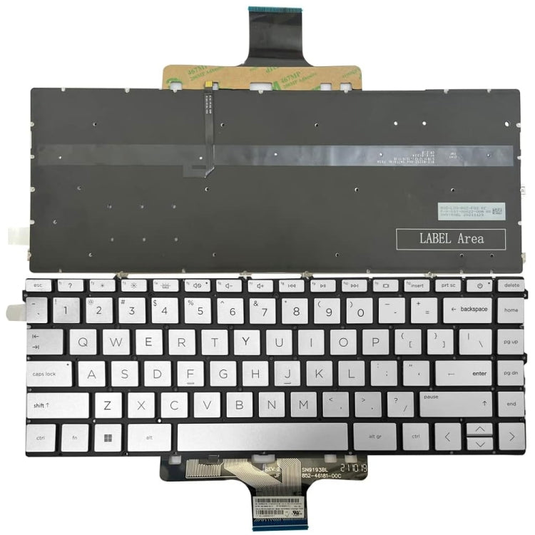 For HP Pavilion X360 14-DW US Version Laptop Backlight Keyboard(Silver) - HP Spare Parts by PMC TechLife | Online Shopping South Africa | PMC TechLife