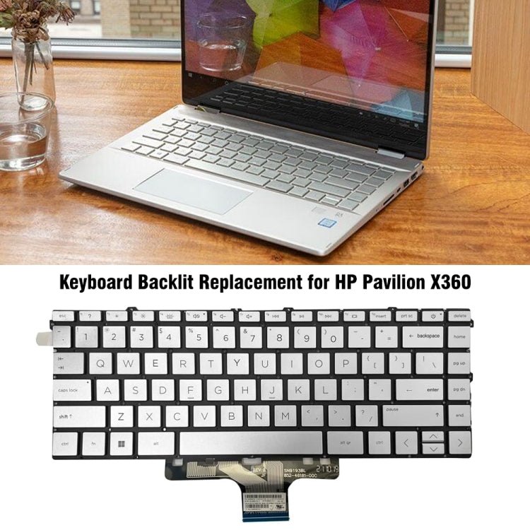 For HP Pavilion X360 14-DW US Version Laptop Backlight Keyboard(Silver) - HP Spare Parts by PMC TechLife | Online Shopping South Africa | PMC TechLife