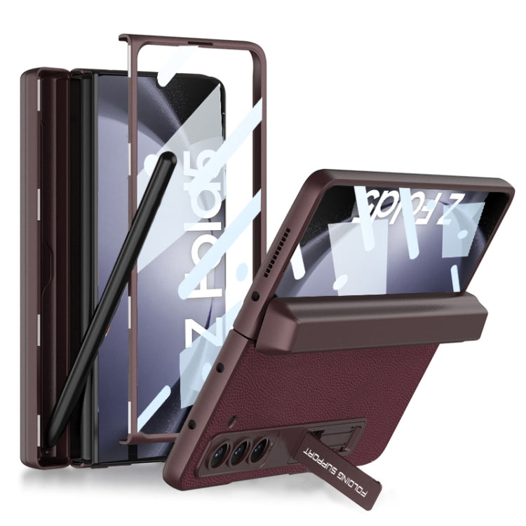 For Samsung Galaxy Z Fold5 GKK Magnetic Flip Plain Leather Phone Case with Pen Box(Wine Red) - free shipping - PMC TechLife - Order now!