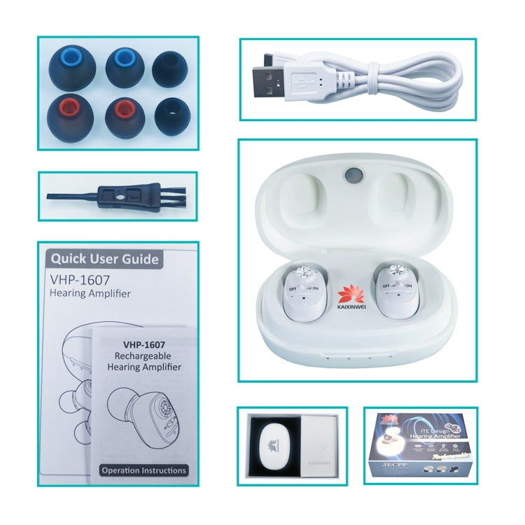 KAIXINWEI VHP-1607B DC3.7V In-ear Hearing Aid Sound Amplifier(White) - Hearing Aids by PMC TechLife | Online Shopping South Africa | PMC TechLife | Buy Now Pay Later Mobicred