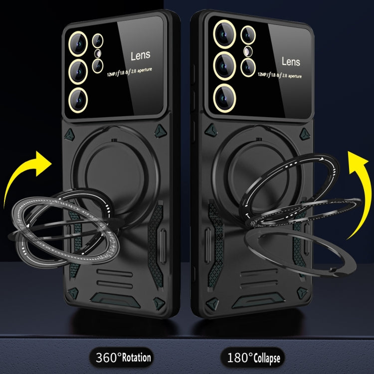 For Samsung Galaxy S23 Ultra 5G Large Window MagSafe Holder Phone Case(Purple) - Galaxy S23 Ultra 5G Cases by PMC TechLife | Online Shopping South Africa | PMC TechLife