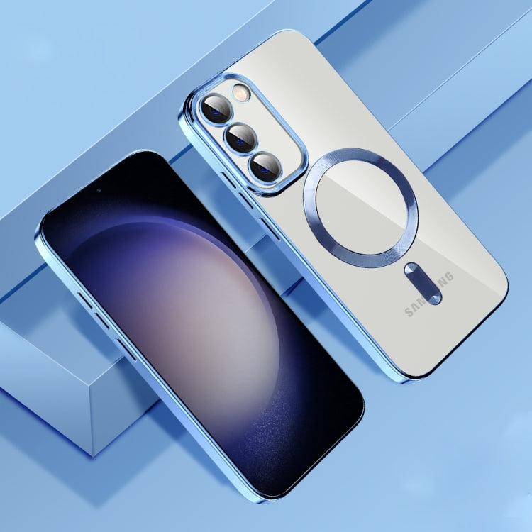 For Samsung Galaxy S21+ 5G CD Texture Plating TPU MagSafe Phone Case with Lens Film(Sierra Blue) - Galaxy S21+ 5G Cases by PMC TechLife | Online Shopping South Africa | PMC TechLife