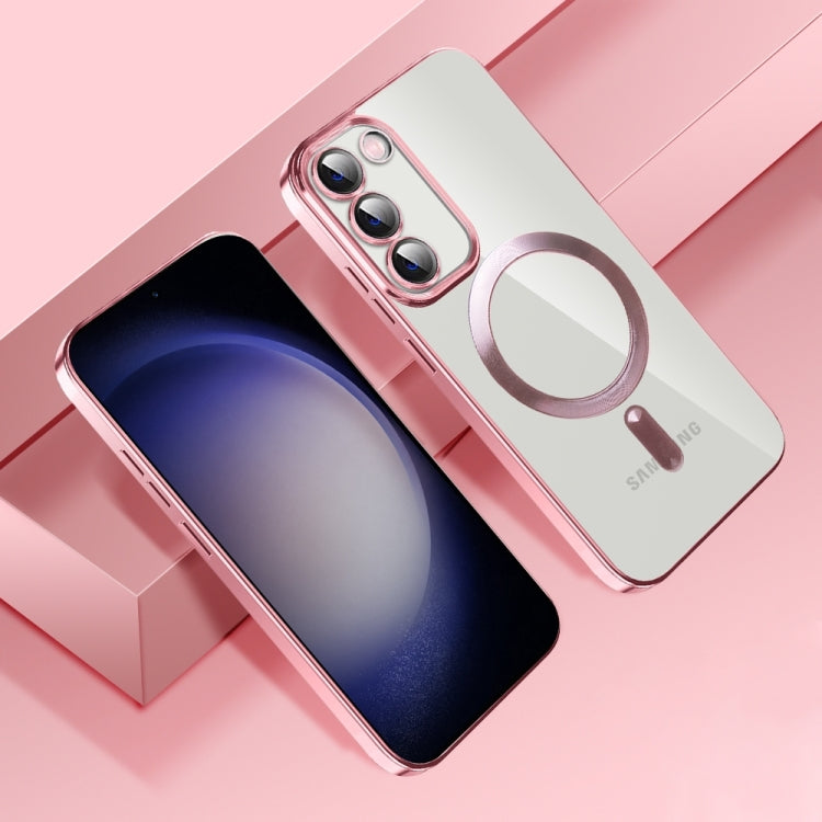 For Samsung Galaxy S21 Ultra 5G CD Texture Plating TPU MagSafe Phone Case with Lens Film(Pink) - Galaxy S21 Ultra 5G Cases by PMC TechLife | Online Shopping South Africa | PMC TechLife | Buy Now Pay Later Mobicred