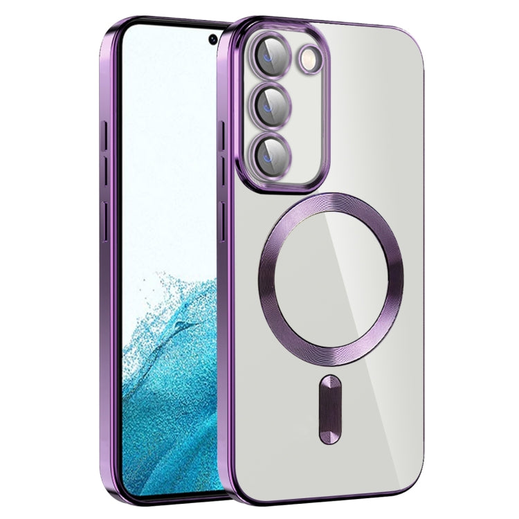For Samsung Galaxy S22 5G CD Texture Plating TPU MagSafe Phone Case with Lens Film(Dark Purple) - Galaxy S22 5G Cases by PMC TechLife | Online Shopping South Africa | PMC TechLife
