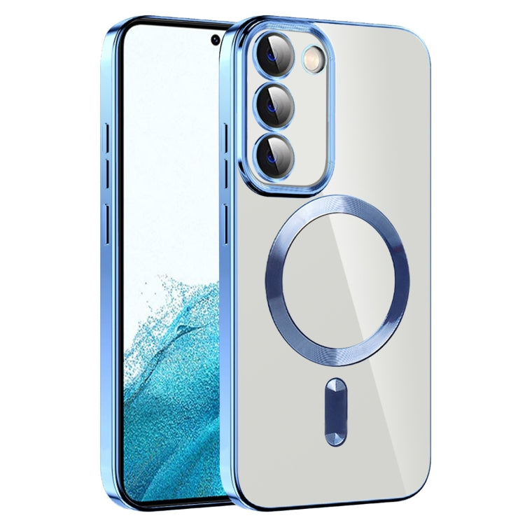 For Samsung Galaxy S22 5G CD Texture Plating TPU MagSafe Phone Case with Lens Film(Sierra Blue) - free shipping - PMC TechLife - Order now!