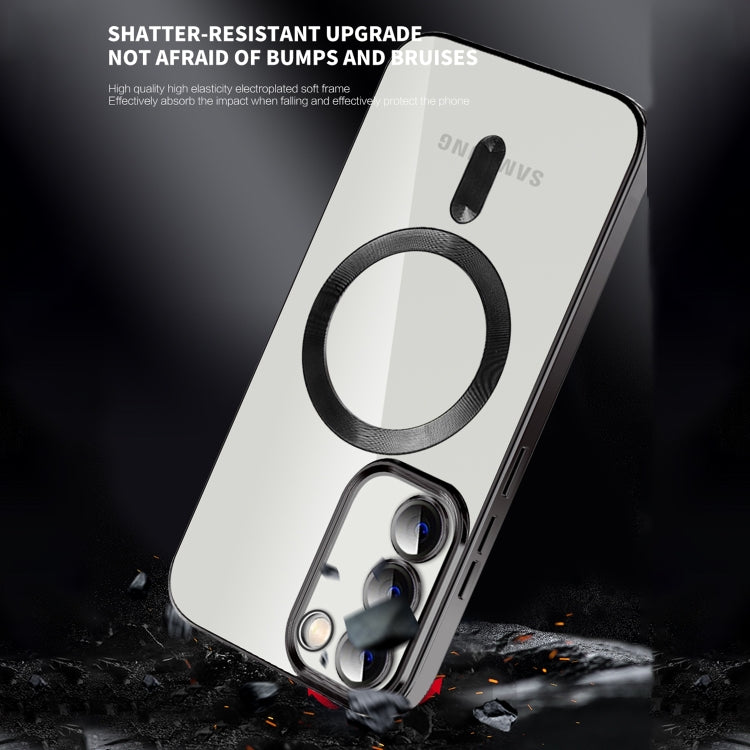 For Samsung Galaxy S20 FE CD Texture Plating TPU MagSafe Phone Case with Lens Film(Black) - Galaxy S20 FE Cases by PMC TechLife | Online Shopping South Africa | PMC TechLife